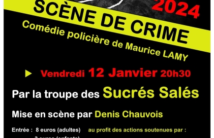 Une comédie policière mise en scène par Denis Chauvois et interprètée par la troupe Sucré Salé