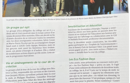Le Rotary Club de Quimper-Odet soutient les éco-délégués du Collège St Yves